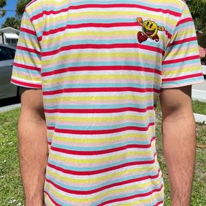 Authentic PAC-MAN Striped Tee ~ Size Medium